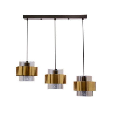 Moderní závěsné světlo nad jídelní stůl SPIEGA - 3xE27, 60W, černé / mosazné