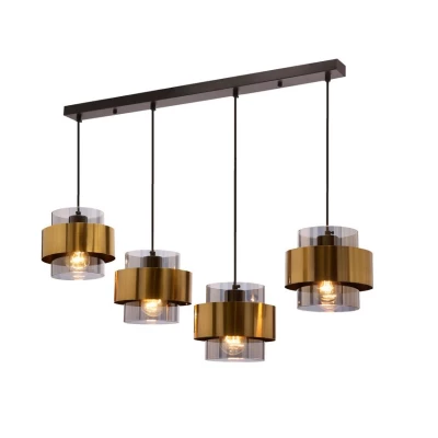 Moderní závěsné světlo nad jídelní stůl SPIEGA - 4xE27, 60W, černé / mosazné