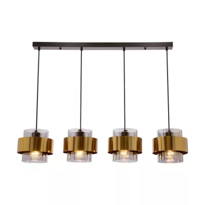 Moderní závěsné světlo nad jídelní stůl SPIEGA - 4xE27, 60W, černé / mosazné