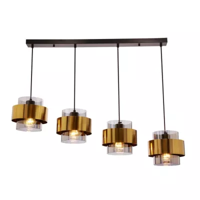 Moderní závěsné světlo nad jídelní stůl SPIEGA - 4xE27, 60W, černé / mosazné