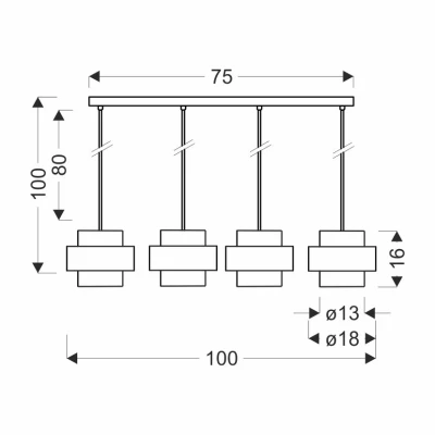 Moderní závěsné světlo nad jídelní stůl SPIEGA - 4xE27, 60W, černé / mosazné