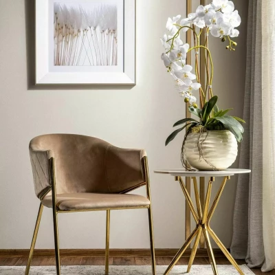 Elegantní jídelní židle TERESIE - béžová / zlatá