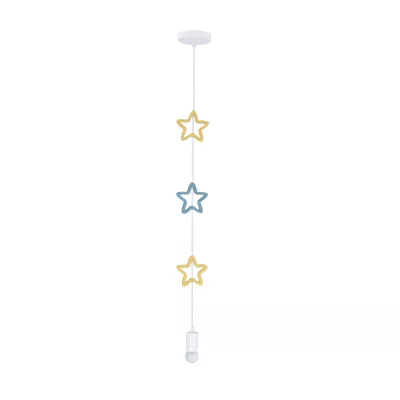Závěsné svítidlo do dětského pokoje STARS - 1xE27, 20W, žluté / modré
