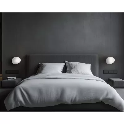 Závěsné svítidlo v japandi stylu STONES - 1xE27, 40W, 20cm, černé / bílé