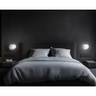 Závěsné svítidlo v japandi stylu STONES - 1xE27, 40W, 20cm, černé / bílé