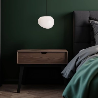 Závěsné svítidlo v japandi stylu STONES - 1xE27, 40W, 25cm, černé / bílé