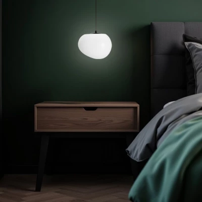 Závěsné svítidlo v japandi stylu STONES - 1xE27, 40W, 25cm, černé / bílé