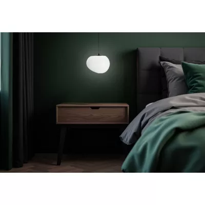 Závěsné svítidlo v japandi stylu STONES - 1xE27, 40W, 25cm, černé / bílé