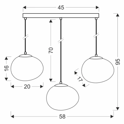 Závěsné svítidlo v japandi stylu nad jídelní stůl STONES - 3xE27, 40W, černé / bílé