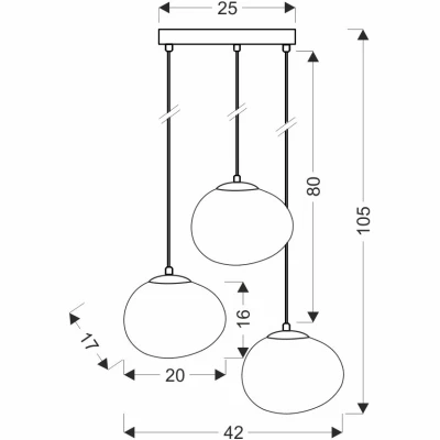 Závěsné osvětlení v japandi stylu STONES - 3xE27, 40W, černé / bílé