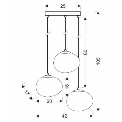 Závěsné osvětlení v japandi stylu STONES - 3xE27, 40W, černé / bílé