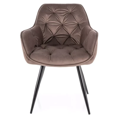 Čalouněná jídelní židle LUSINE - tmavě béžová / černá