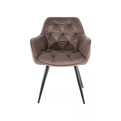 Čalouněná jídelní židle LUSINE - tmavě béžová / černá