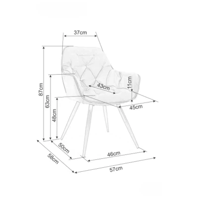 Čalouněná jídelní židle LUSINE - tmavě béžová / černá