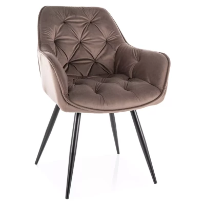 Čalouněná jídelní židle LUSINE - tmavě béžová / černá