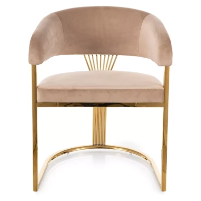 Luxusní jídelní židle DOLLY - béžová / zlatá