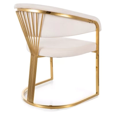 Luxusní jídelní židle DOLLY - světle béžová / zlatá