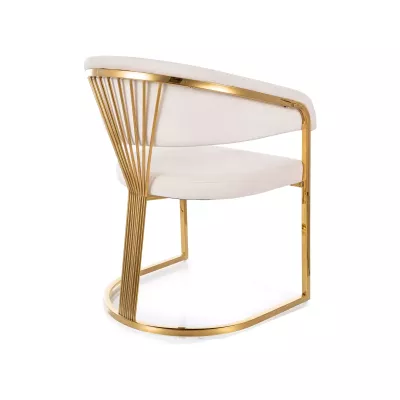 Luxusní jídelní židle DOLLY - světle béžová / zlatá