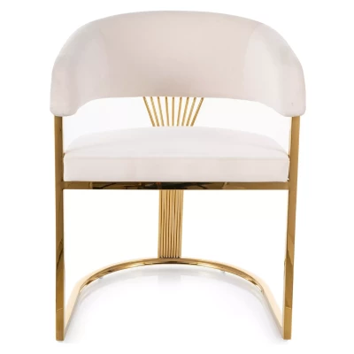Luxusní jídelní židle DOLLY - světle béžová / zlatá