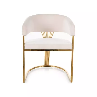 Luxusní jídelní židle DOLLY - světle béžová / zlatá