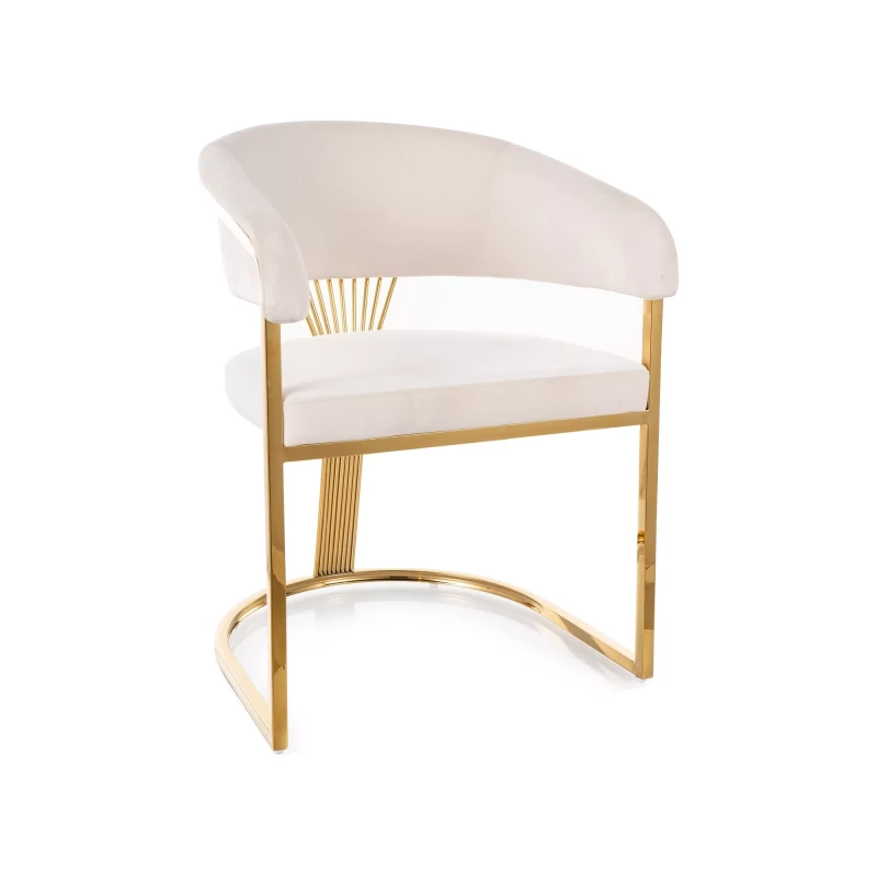 Luxusní jídelní židle DOLLY - světle béžová / zlatá