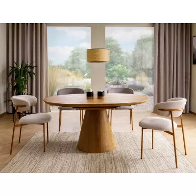 Čalouněná jídelní židle DOMENICA 3 - světle béžová / dub