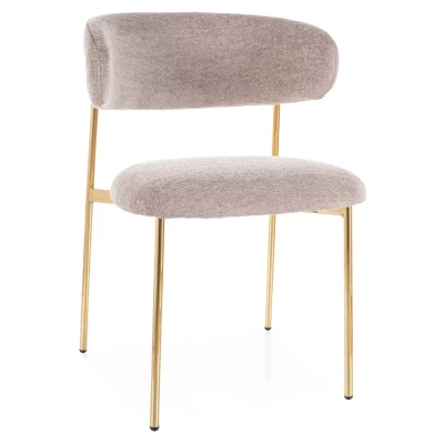 Čalouněná jídelní židle DOMENICA 4 - tmavě béžová / zlatá