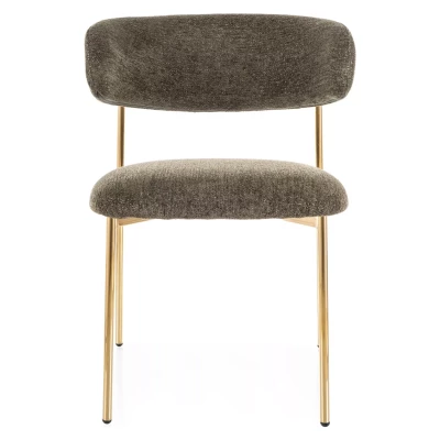 Čalouněná jídelní židle DOMENICA 4 - olivová / zlatá