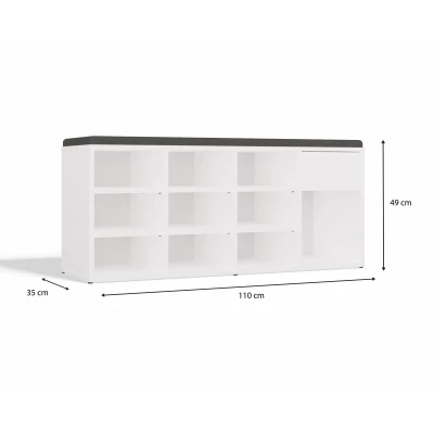 VÝPRODEJ - Sedací botník CASPER - bílý / šedý