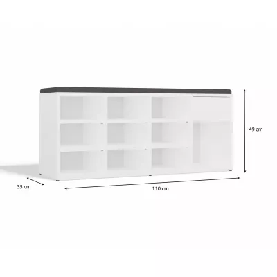 VÝPRODEJ - Sedací botník CASPER - bílý / šedý