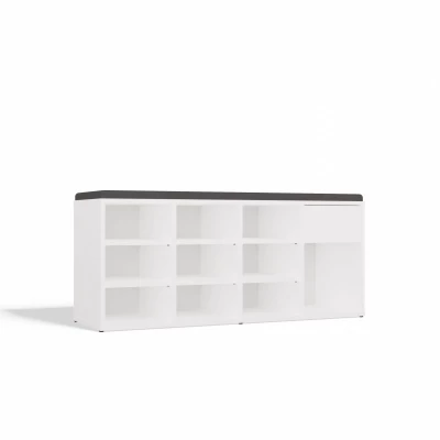 VÝPRODEJ - Sedací botník CASPER - bílý / šedý