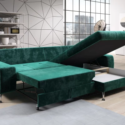 VÝPRODEJ - Stylová rozkládací sedačka CHRISTINE - černá, pravý roh