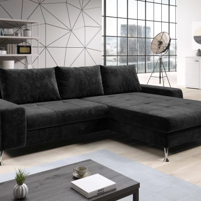 VÝPRODEJ - Stylová rozkládací sedačka CHRISTINE - černá, pravý roh