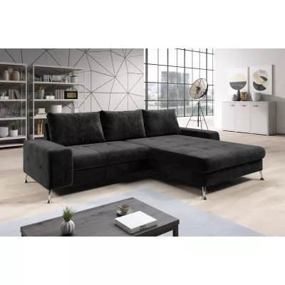 VÝPRODEJ - Stylová rozkládací sedačka CHRISTINE - černá, pravý roh