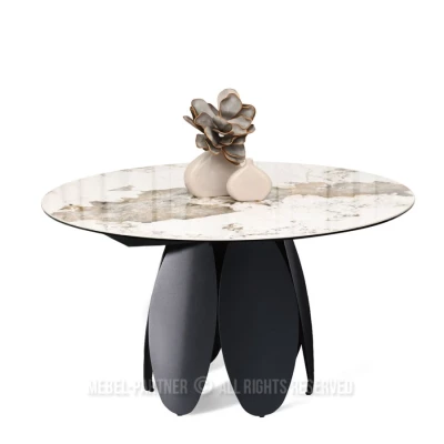 Designový jídelní stůl BAWER - bílý mramor / černý