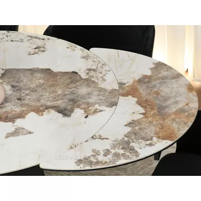 Designový jídelní stůl BAWER - bílý mramor / černý