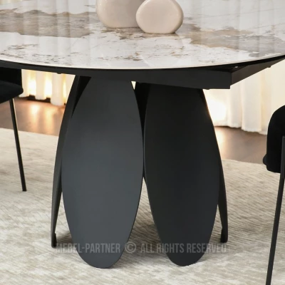 Designový jídelní stůl BAWER - bílý mramor / černý