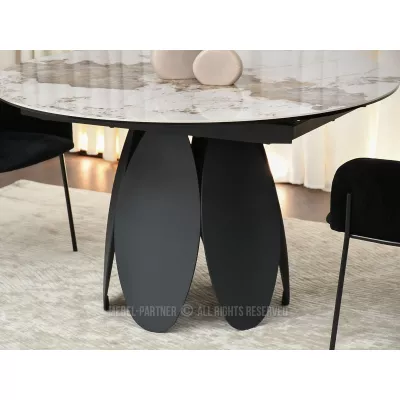 Designový jídelní stůl BAWER - bílý mramor / černý