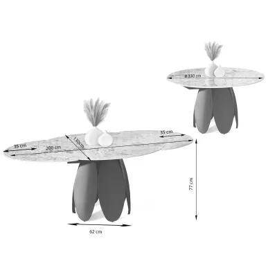 Designový jídelní stůl BAWER - bílý mramor / černý