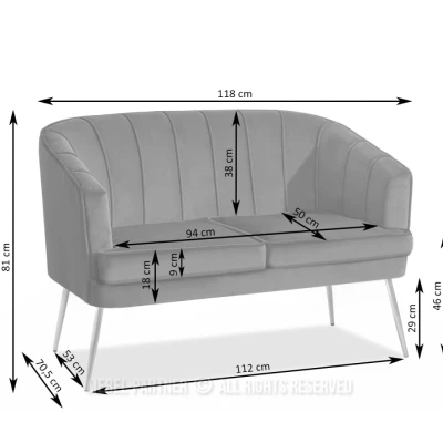 Dvoukřeslo RUBRAS - krémové / zlaté