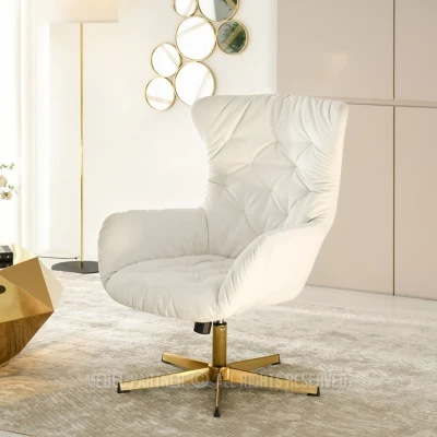 Otočné křeslo VITOR - zlaté / krémové