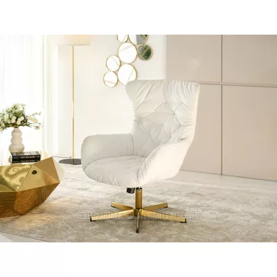 Otočné křeslo VITOR - zlaté / krémové