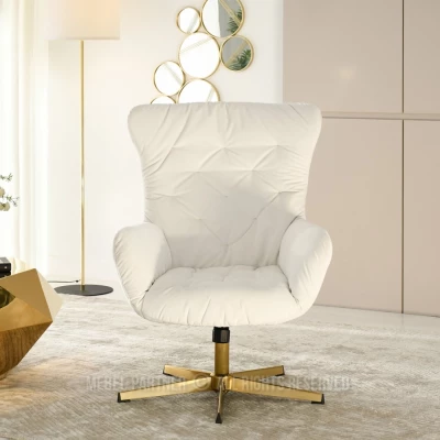 Otočné křeslo VITOR - zlaté / krémové