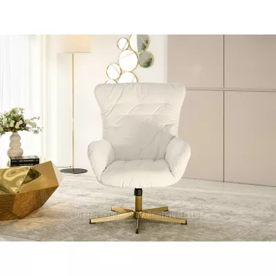 Otočné křeslo VITOR - zlaté / krémové