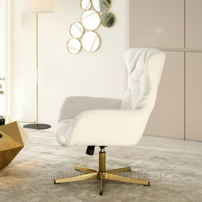 Otočné křeslo VITOR - zlaté / krémové