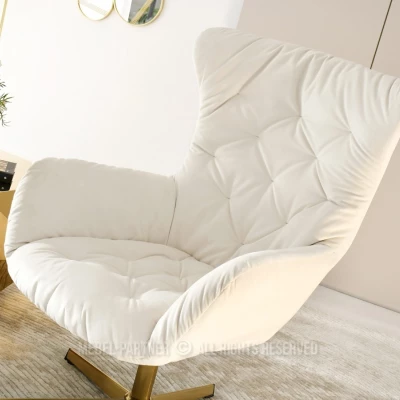 Otočné křeslo VITOR - zlaté / krémové