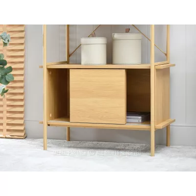 Vysoký regál s posuvnými dvířky OKELI - dub