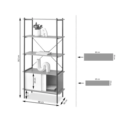 Vysoký regál s posuvnými dvířky OKELI - dub