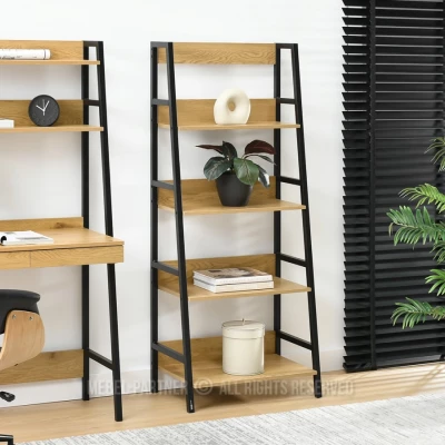 Policový regál VIOREL - dub / černý