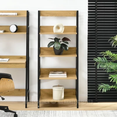 Policový regál VIOREL - dub / černý